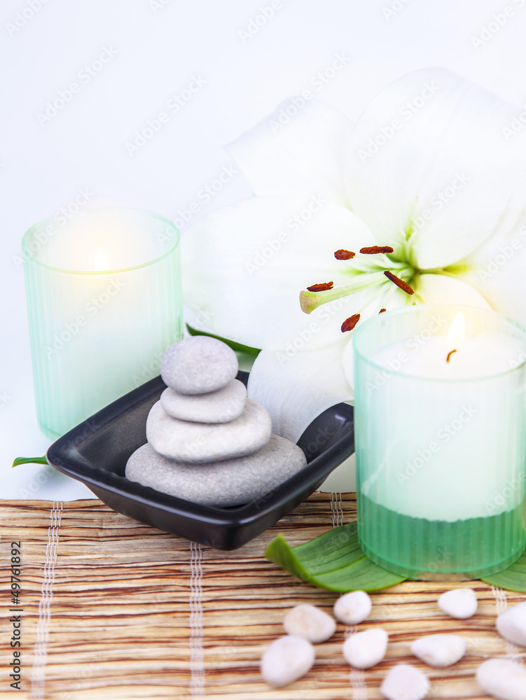 Spa stones and candle Spa stones and candle