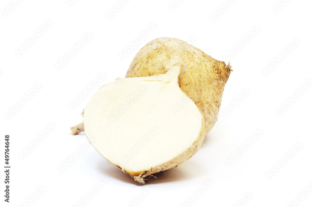 jicama on white background