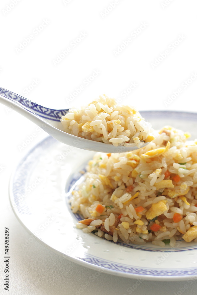 chinese cuisine, roasted pork and egg fried rice chinese cuisine, roasted pork and egg fried rice