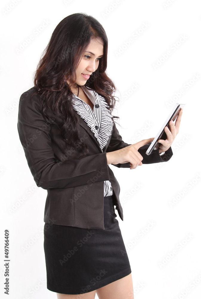 woman and tablet