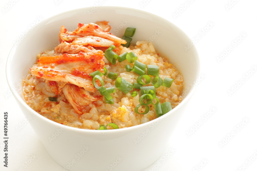 korean cuisine, rice porridge and kimchi