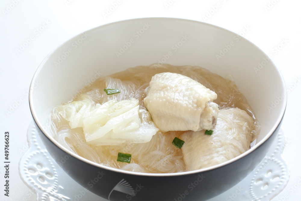 Chinese cuisine, chicken and cellophane soup noodles Chinese cuisine, chicken and cellophane soup noodles