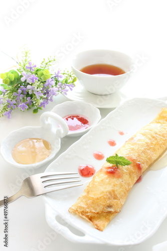 french confectionery, crepe with black tea 