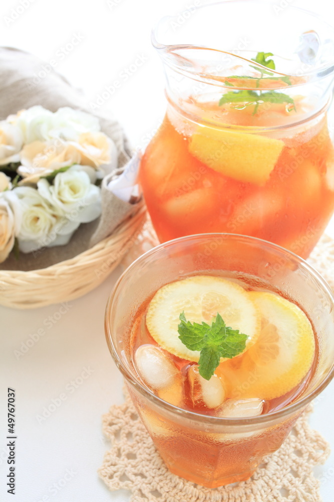 iced lemon tea in jar for summer image iced lemon tea in jar for summer image