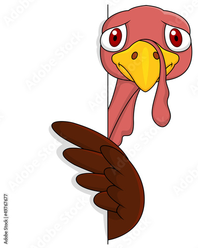 Scarred urkey with blank sign
