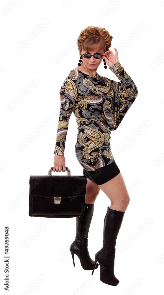 Young beautiful girl, a businesswoman with a briefcase