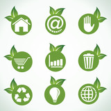 Different  icons and design with green leaf