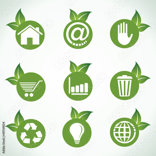 Different icons and design with green leaf