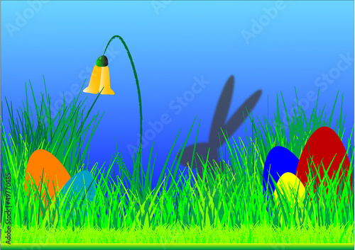 Ostern - bunte eier versteckt im gras