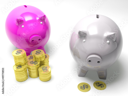 Two Piggybanks Savings Shows American Savings