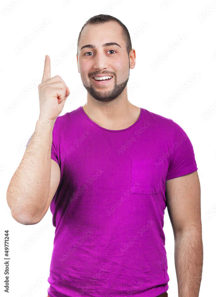 Man hebt den Finger da er eine grandiose Idee hat Man hebt den Finger da er eine grandiose Idee hat