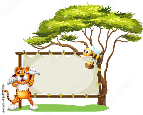 An empty space with an animal and an insect