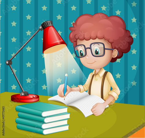 A boy studying