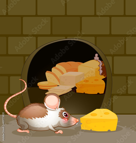 A hole at the wall with bread and cheese