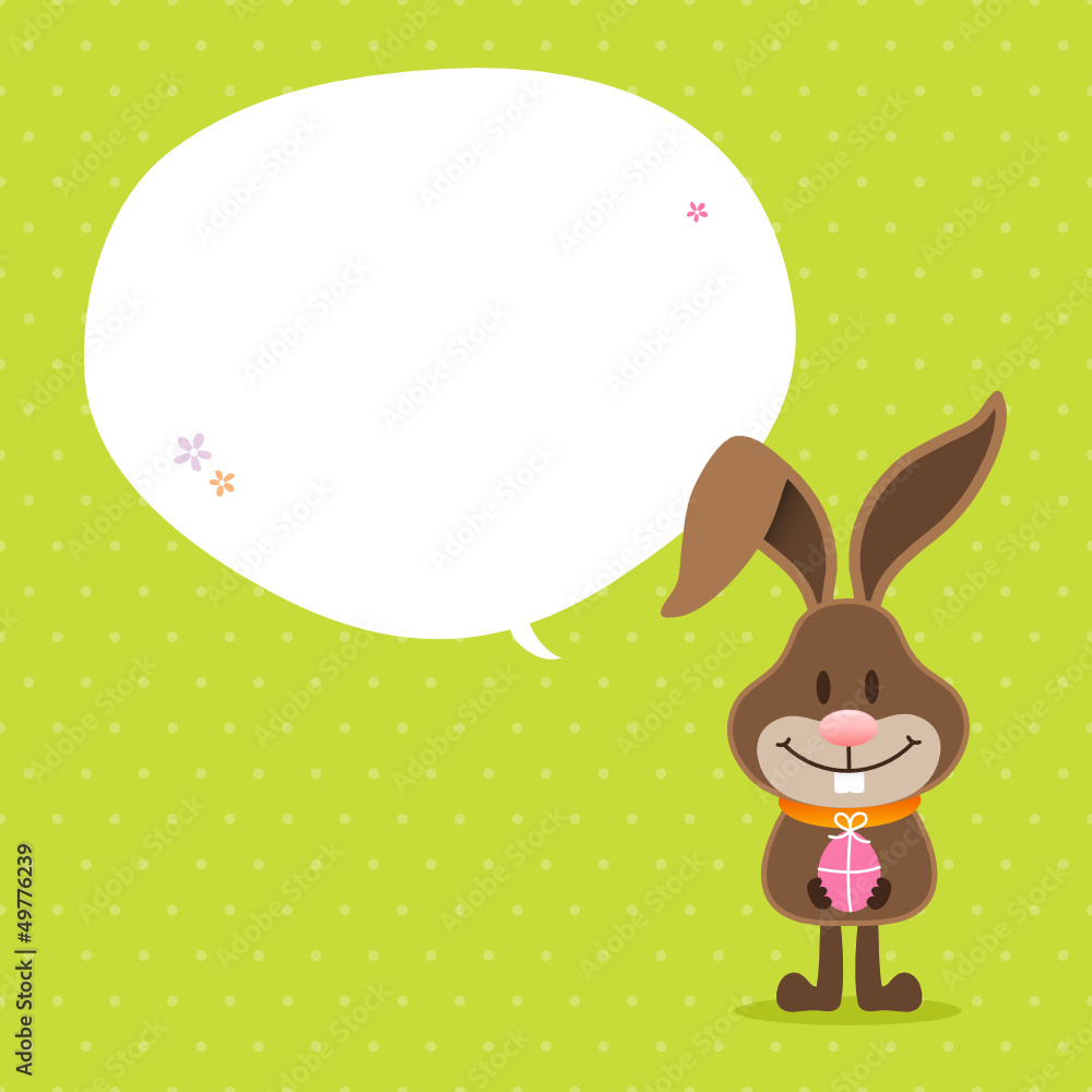 Obraz premium Bunny Pink Egg Speech Bubble Green Dots