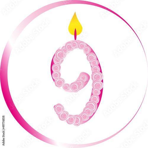 Kerze zum neunten Geburtstag - Kindergeburtstag