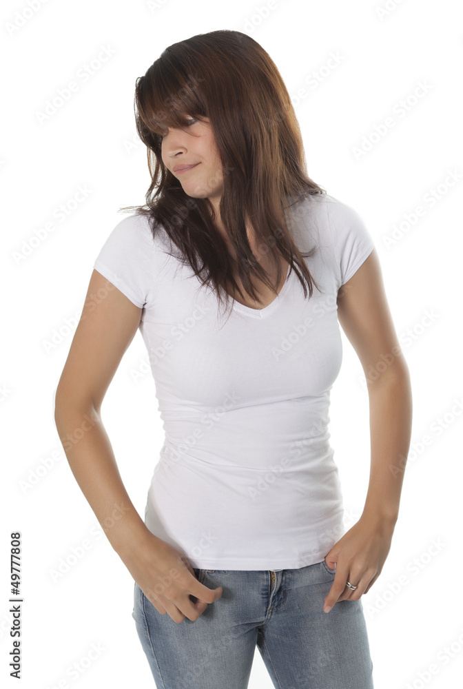 Pretty young woman looking bored while waiting Pretty young woman looking bored while waiting