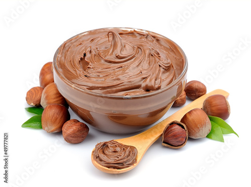 Bilde på lerret Hazelnut cream with hazelnut nuts