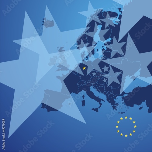 Europe map stars cover vector
