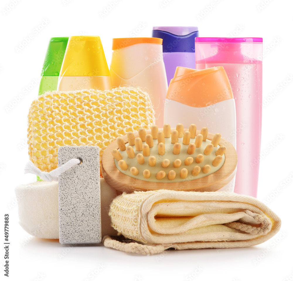 Body care accessories and beauty products isolated on white Body care accessories and beauty products isolated on white