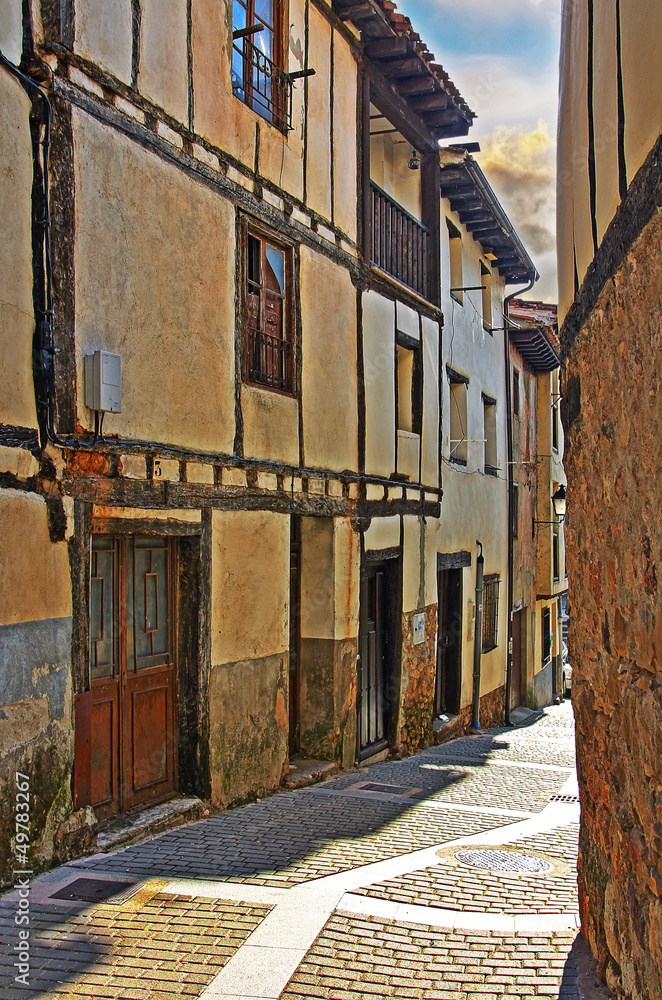 streets typical of small town in Castilla Leon Spain