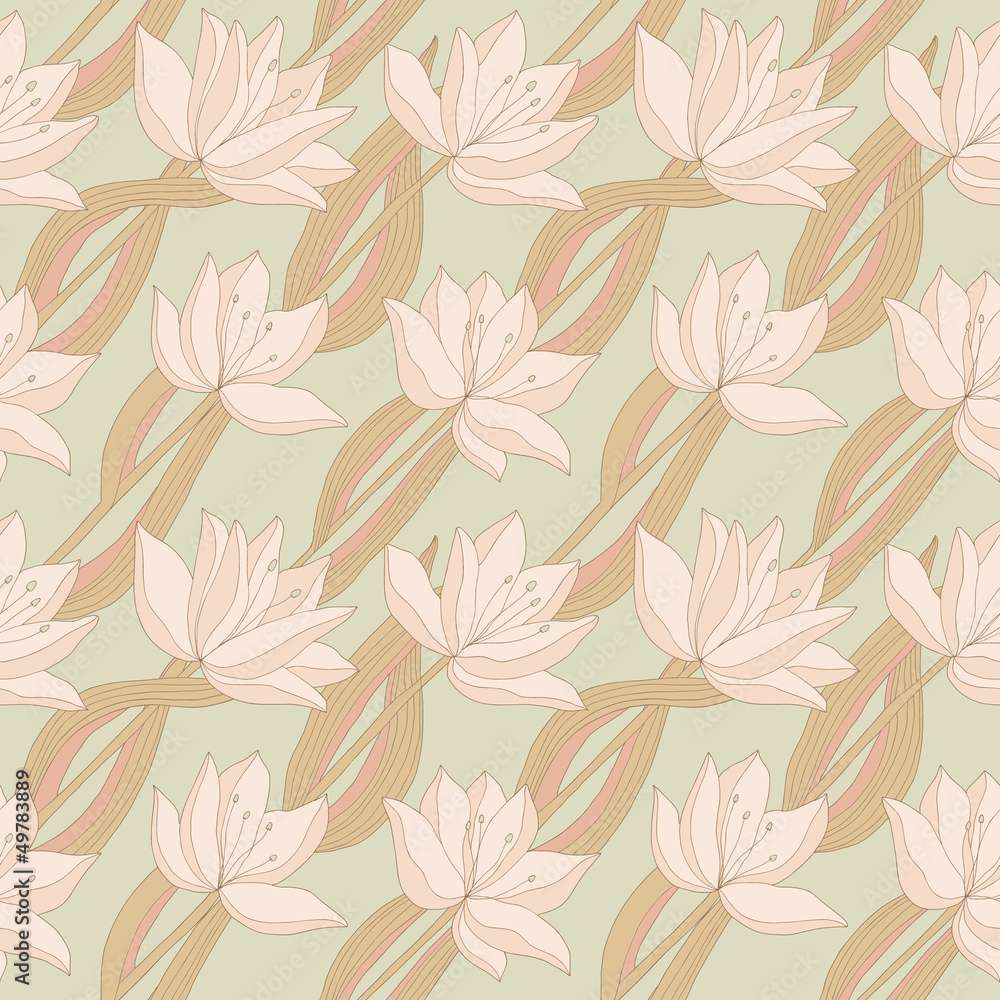 Gentle seamless pattern with beige flowers Gentle seamless pattern with beige flowers