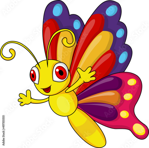 Carta da parati Farfalle - Carta da parati Funny butterfly cartoon