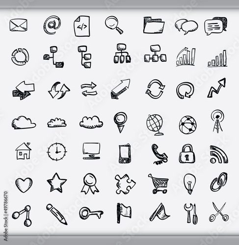 Collection of hand drawn icons