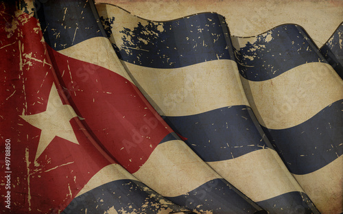 Cuban Flag Old Paper