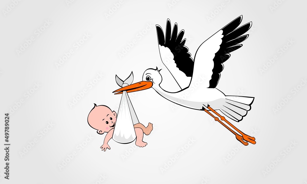 stork carrying baby home stork carrying baby home