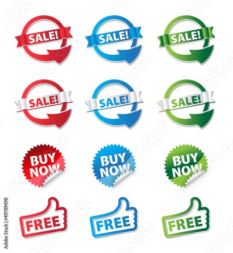 Set of vector stickers and ribbons