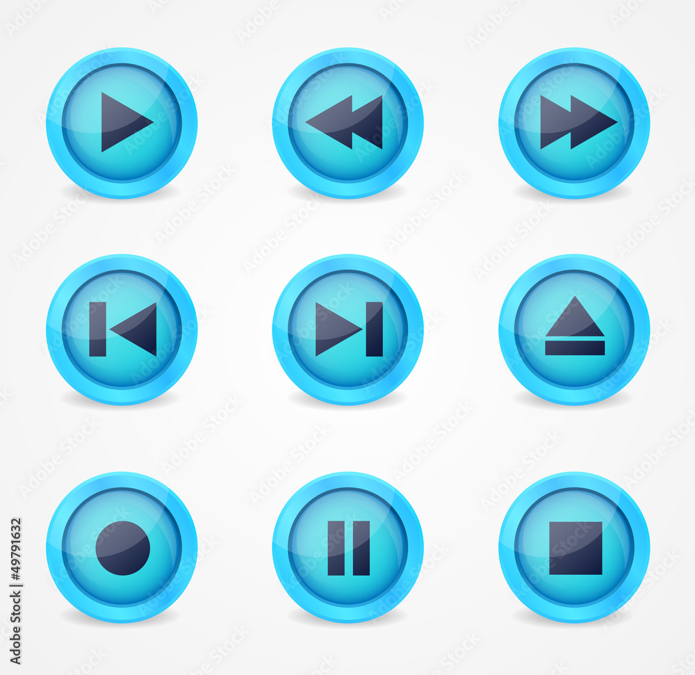 Media player glossy buttons collection Media player glossy buttons collection