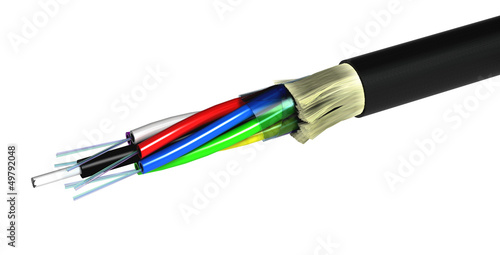 optical fiber cable over white - 3D render