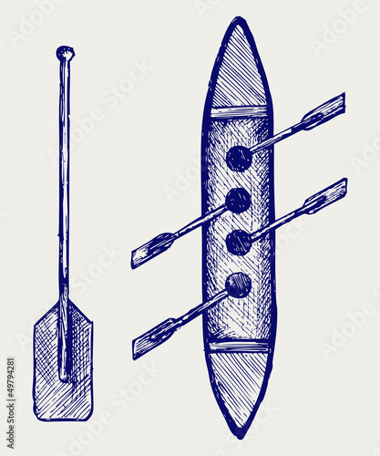 Rowers illustration. Doodle style