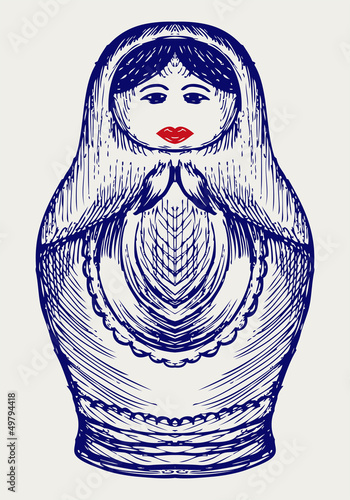 Russian dolls. Doodle style photo