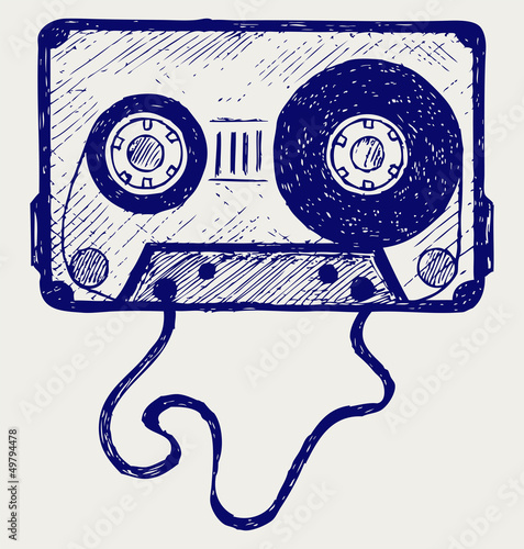 Audio cassette tape. Doodle style