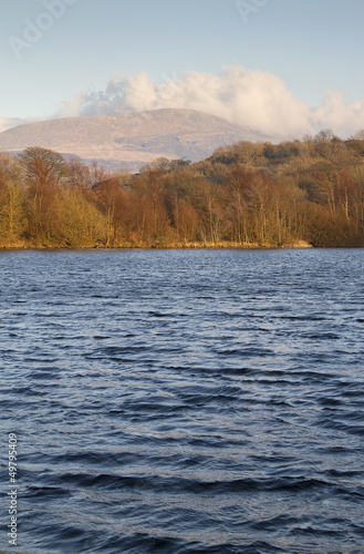 Lake in wales with view of Snowdonia National Park