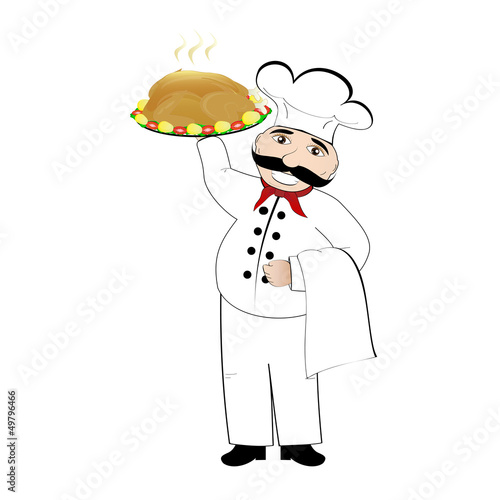 Cook and roast chicken