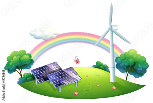 A solar energy and a windmill