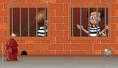 Two boys inside the jail