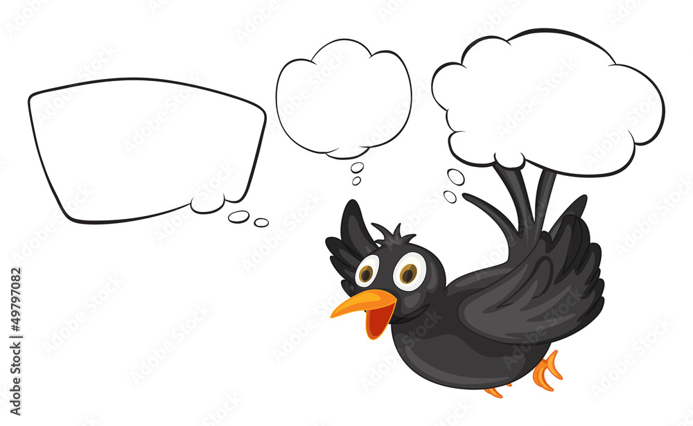 Naklejka premium A black thinking bird