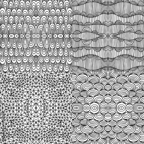 black and white wave and triangle patterns