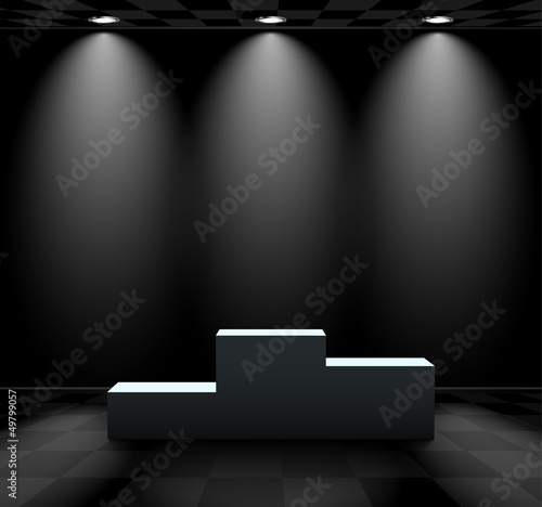 Dark room with lightened pedestal