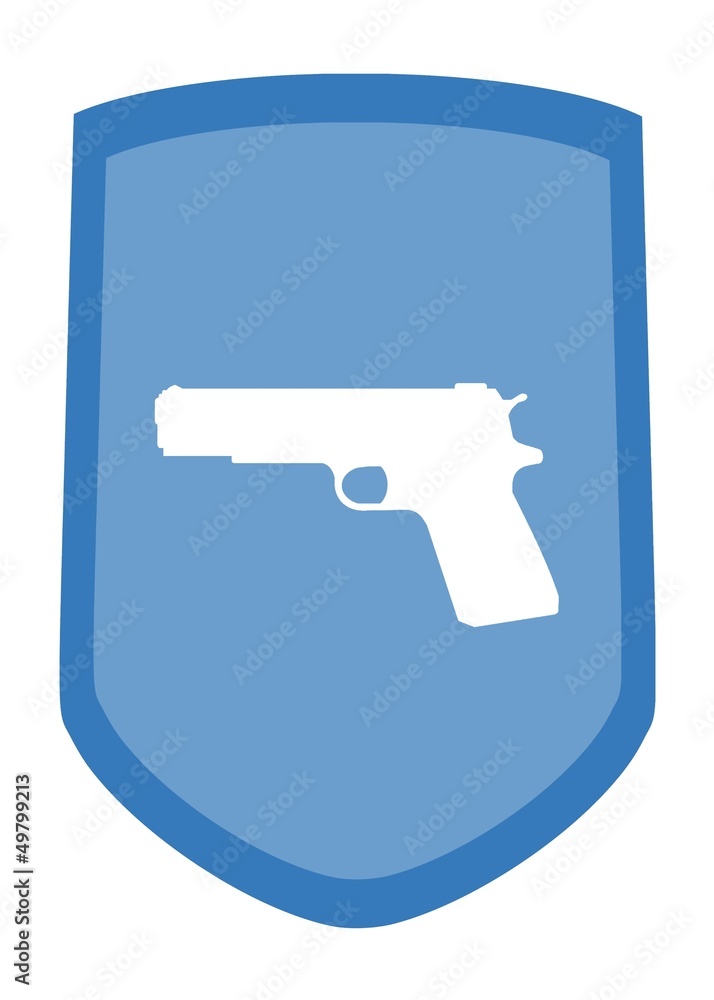 Pistolet, arme de poing dans un blason Pistolet, arme de poing dans un blason
