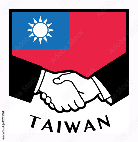 Taiwan flag and business handshake, vector illustration