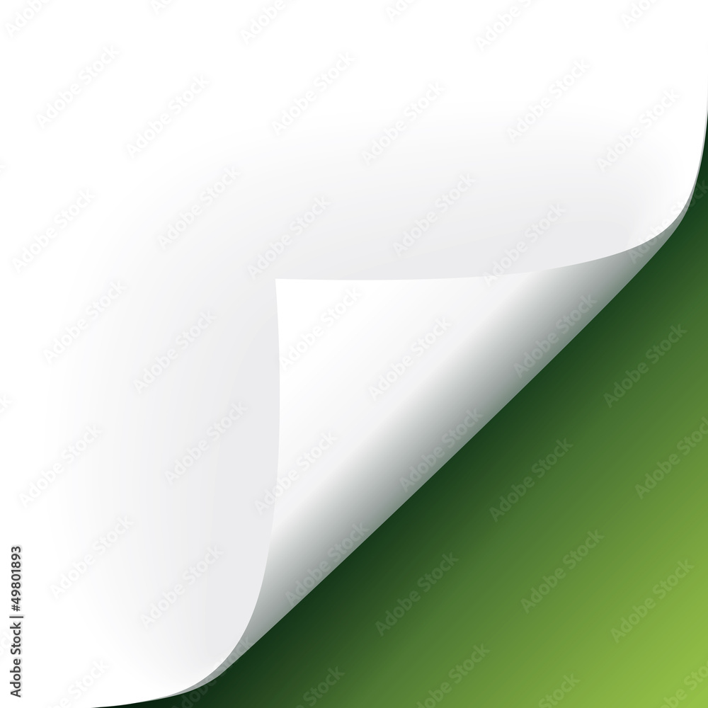 Ecke Papier mit grünem Hintergrund Ecke Papier mit grünem Hintergrund