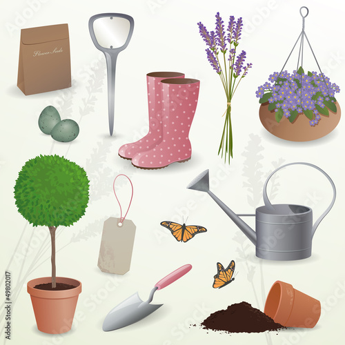 Vector Illustration of Gardening Elements