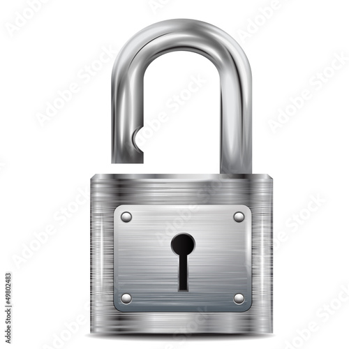 icon open padlock, metal structure