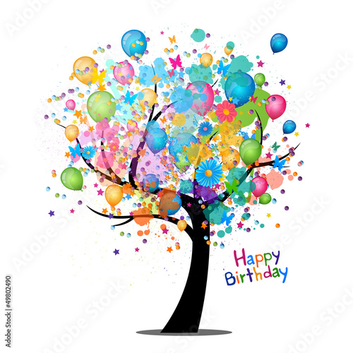 Vector Illustration of a Happy Birthday Greeting Card