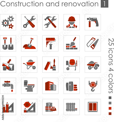 Constraction and renovation icons 1 (Red)